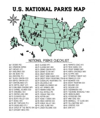 Map of the US national parks