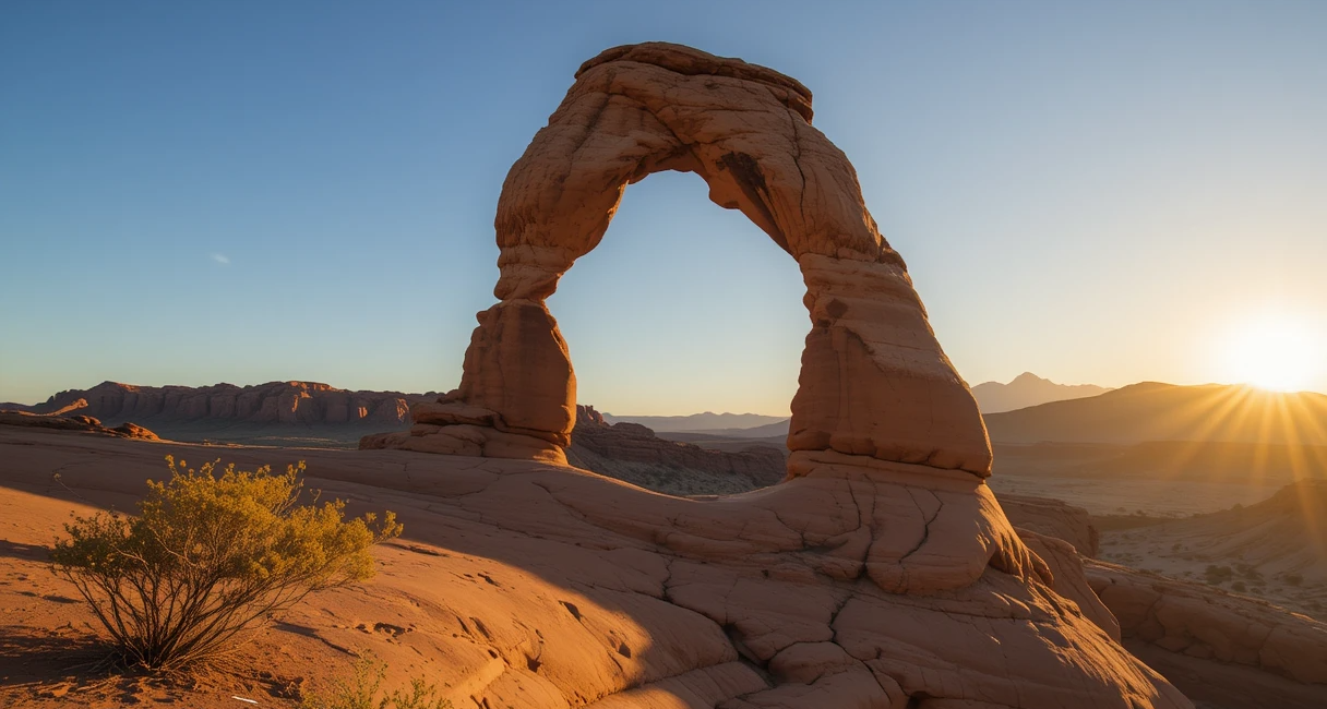 Balanced Rock at Arches National Park in golden light